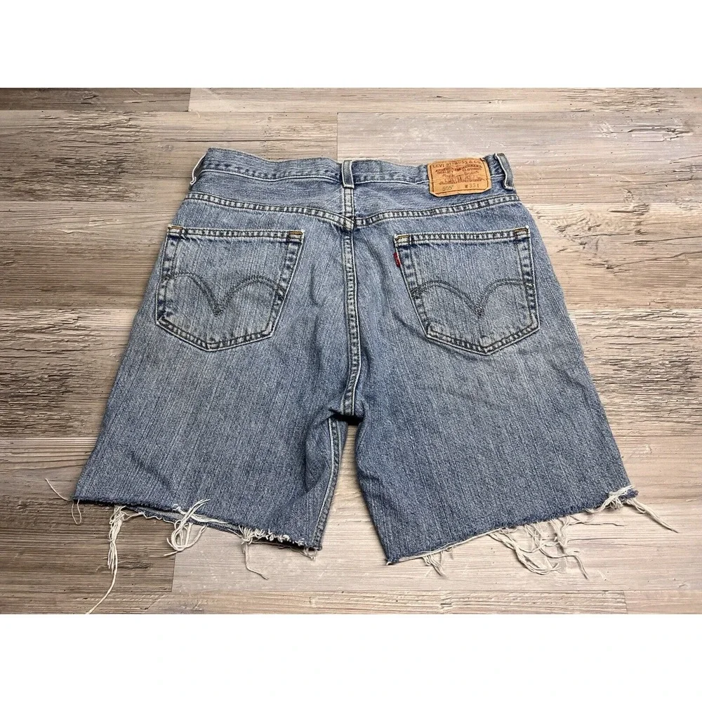 Vintage Mens Sz 33 Levis 505 Regular Fit Distressed Cutoff Jean Shorts Dad Jorts